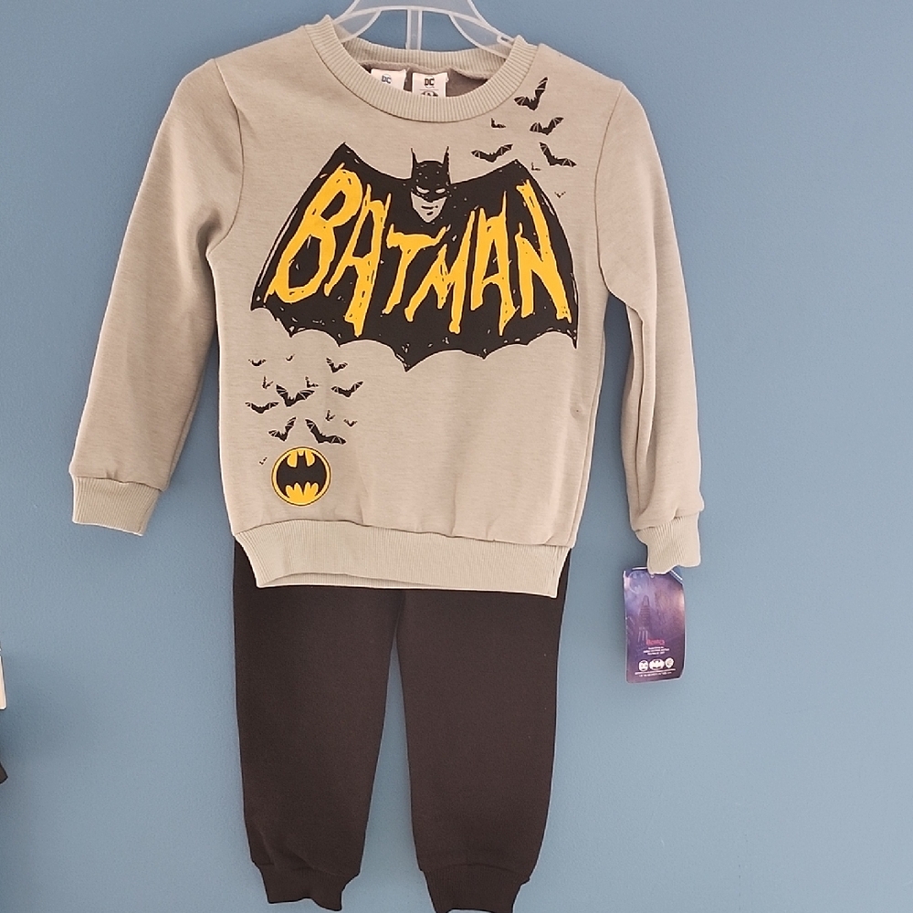 DC Batman Gray and Black Kids Sweatshirt Set